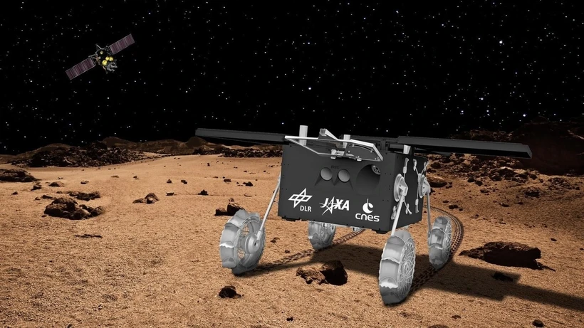 Hình ảnh minh họa tàu thăm dò xuống vệ tinh Phobos của Sao Hỏa. (Nguồn: JAXA)