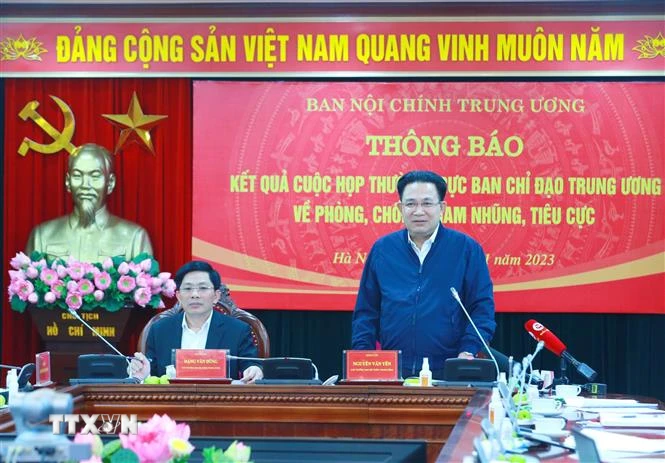 Phó Trưởng Ban Nội chính Trung ương Nguyễn Văn Yên phát biểu. (Ảnh: Phương Hoa/TTXVN)
