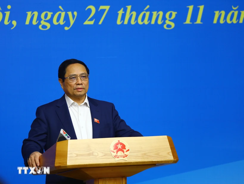 Thủ tướng Phạm Minh Chính phát biểu kết luận. (Ảnh: Lâm Khánh/TTXVN)