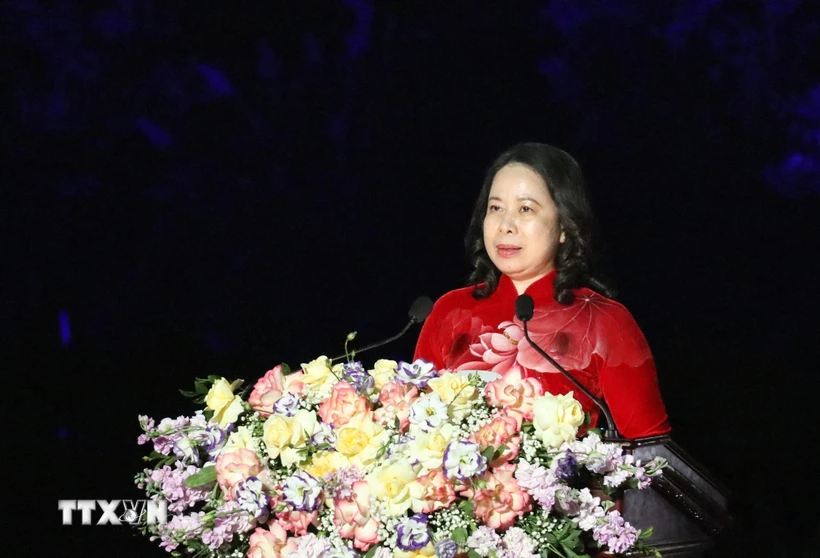 Bà Võ Thị Ánh Xuân, Ủy viên Trung ương Đảng, Phó Chủ tịch nước phát biểu tại Lễ khai mạc. (Ảnh: Đức Phương/TTXVN)