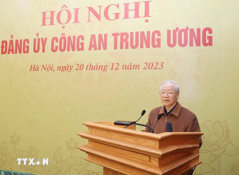 Tổng Bí thư Nguyễn Phú Trọng tại hội nghị. (Ảnh: Trí Dũng/TTXVN)
