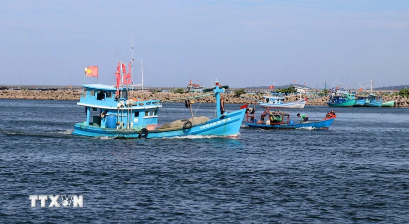Tàu cá ở cửa sông Dương Đông, thành phố Phú Quốc (Kiên Giang). (Ảnh: Lê Huy Hải/TTXVN)
