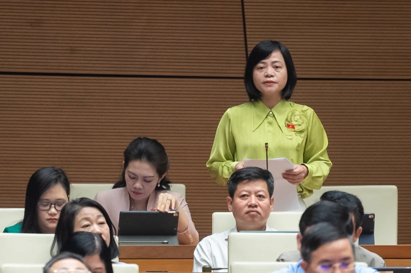 Đại biểu Nguyễn Thanh Cầm phát biểu tranh luận. (Ảnh: CTV/Vietnam+)