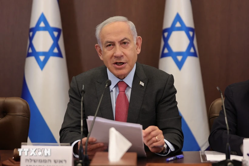 Thủ tướng Israel Benjamin Netanyahu trong cuộc họp nội các tuần ở Jerusalem, ngày 19/3/2023. Ảnh: AFP/TTXVN