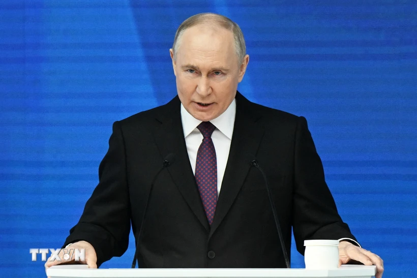 Ông Vladimir Putin được dự báo sẽ tiếp tục thắng cử trong cuộc bầu cử Tổng thống Nga. Ảnh: AFP/TTXVN