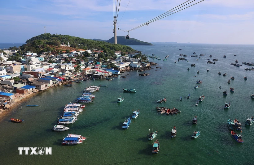 Làng chài Hòn Thơm, Phú Quốc. (Ảnh: Dương Giang/TTXVN)