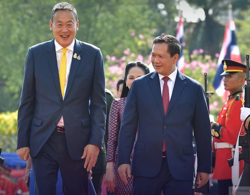 Thủ tướng Thái Lan Srettha Thavisin và Thủ tướng Campuchia Samdech Thipadei Hun Manet. (Nguồn: The Nation)
