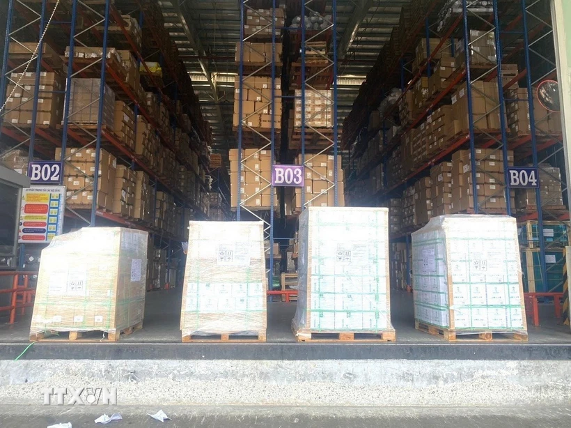 Lô hàng mật hoa dừa hữu cơ chuẩn bị xuất khẩu sang Australia. (Ảnh: TTXVN phát)