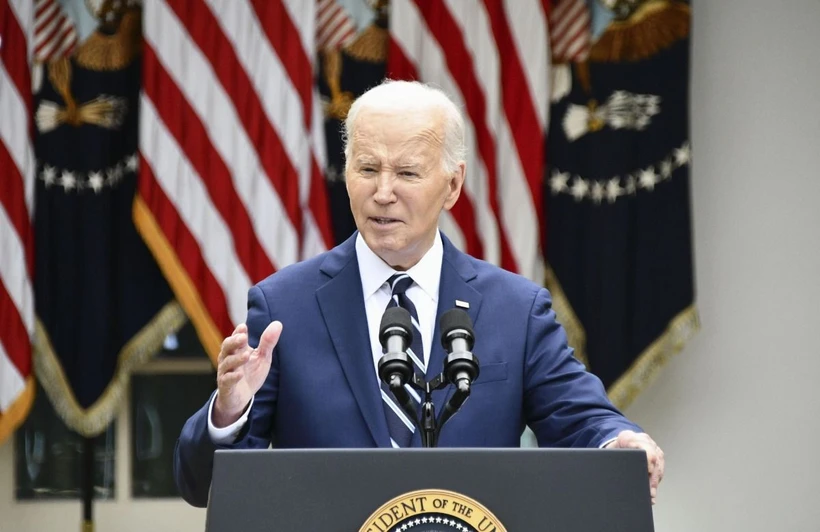 Tổng thống Mỹ Joe Biden phát biểu tại Nhà Trắng, Washington D.C., ngày 14/5/2024. (Ảnh: Kyodo/TTXVN)