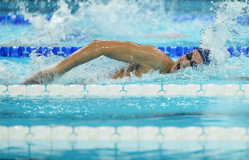 Vận động viên Ugo Didier của Pháp giành huy chương Vàng nội dung bơi 400m tự do hạng S9 nam tại Paralympic Paris 2024 (Pháp), ngày 29/8/2024. (Ảnh: THX/TTXVN)