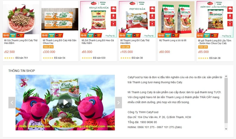 Gian hàng của CatyFood trên Shopee chứng kiến sự bùng nổ đơn hàng trong những ngày qua. (Nguồn: Vietnam+)