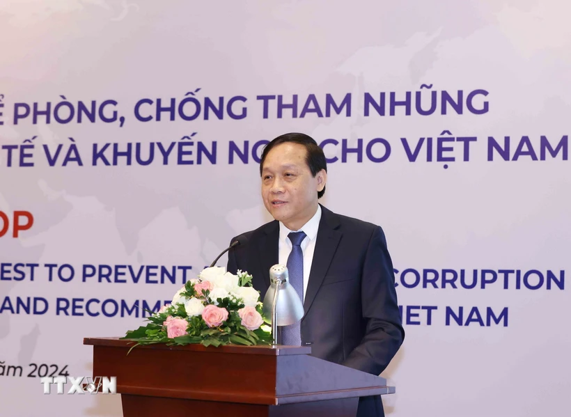 Phó Trưởng Ban Nội chính Trung ương Nguyễn Thanh Hải phát biểu chỉ đạo hội hội thảo. (Ảnh: Phương Hoa/TTXVN)