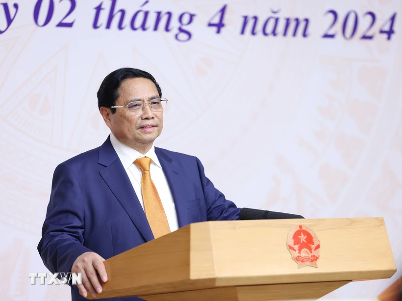Thủ tướng Phạm Minh Chính chủ trì hội nghị. (Ảnh: Dương Giang/TTXVN)
