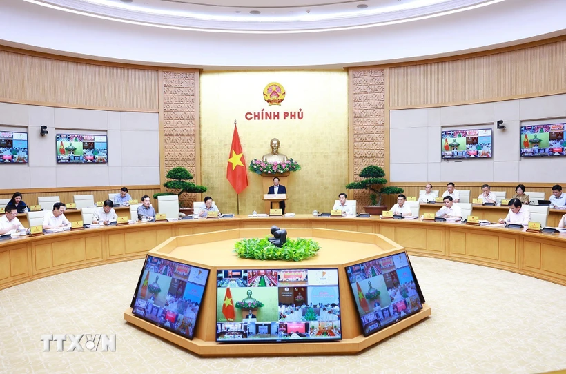 Thủ tướng Phạm Minh Chính chủ trì Phiên họp Chính phủ thường kỳ tháng Sáu năm 2024. (Ảnh: Dương Giang/TTXVN)