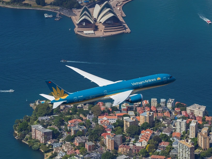 Vietnam Airlines đang khai thác đường bay thẳng từ Hà Nội, Thành phố Hồ Chí Minh đến Australia với tổng tần suất lên đến 23 chuyến/tuần. (Ảnh: PV/Vietnam+)