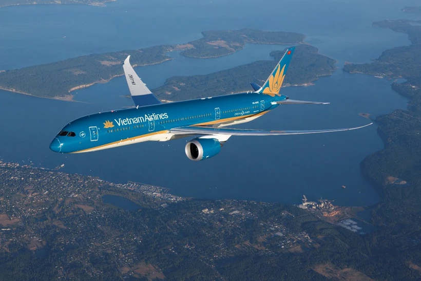Dòng máy bay thân rộng Boeing 787 thân thiện với môi trường được Vietnam Airlines sử dụng khai thác mở đường bay thẳng mới đến Đức. (Ảnh: PV/Vietnam+)