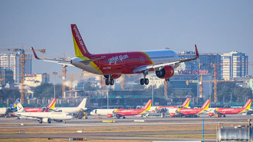 Vietjet sẽ tăng cường 120 chuyến bay để đáp ứng nhu cầu di chuyển của người dân và du khách đi lại dịp nghỉ lễ Quốc khánh 2/9. (Ảnh: PV/Vietnam+)