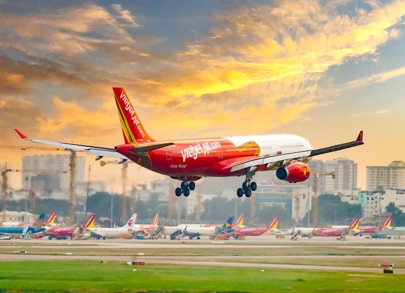 Máy bay của hãng hàng không Vietjet Air. (Ảnh: PV/Vietnam+)