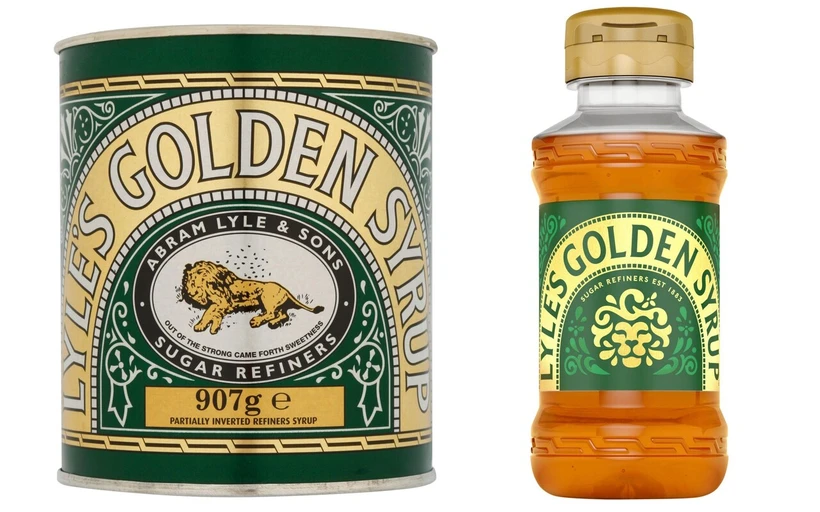 Logo cũ và logo mới của Lyle's Golden Syrup. (Ảnh: Telegraph)