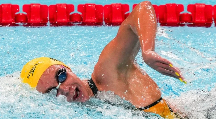 Vận động viên Australia Ariarne Titmus tranh tài trong nội dung bơi tự do 400 mét nữ vòng loại tại Olympic Paris 2024, ngày 27/7. (Ảnh: AP)