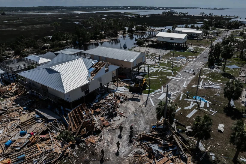 Những ngôi nhà bị phá hủy sau khi cơn bão Helene đổ bộ vào Keaton, bang Florida. (Ảnh: The New York Times)