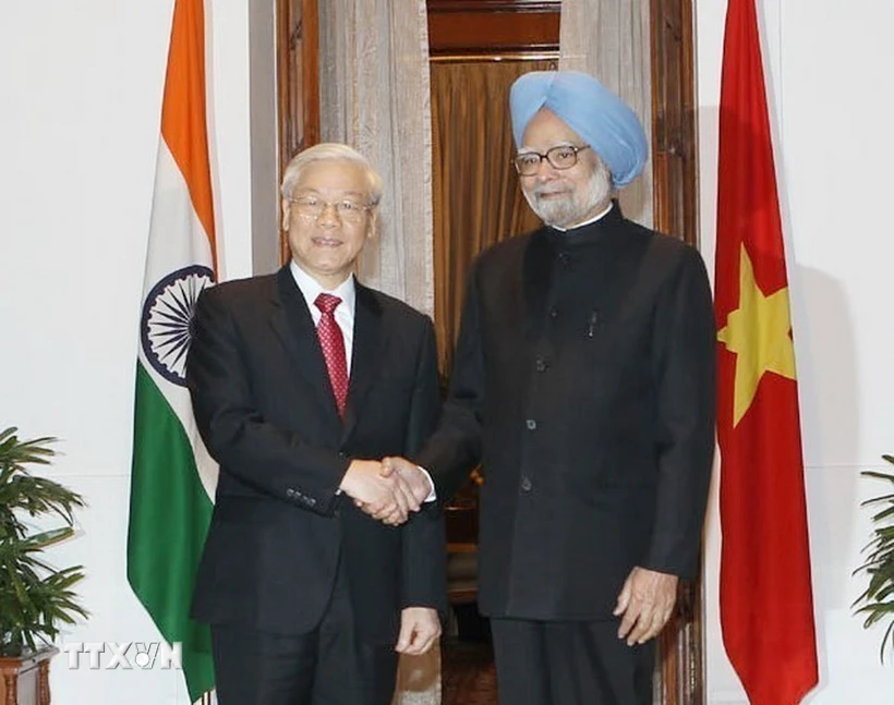 Thủ tướng Manmohan Singh đón, hội đàm với Tổng Bí thư Nguyễn Phú Trọng thăm cấp Nhà nước tới Cộng hòa Ấn Độ ngày 20/11/2013. (Ảnh: Trí Dũng/TTXVN)