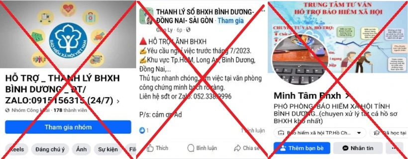 Bảo hiểm Xã hội Việt Nam thông tin cảnh báo các trang giả mạo. (Ảnh: PV/Vietnam+)