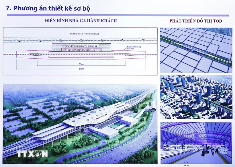 Phương án thiết kế sơ bộ Dự án đường sắt tốc độ cao trên trục Bắc-Nam. (Ảnh: Doãn Tấn/TTXVN)