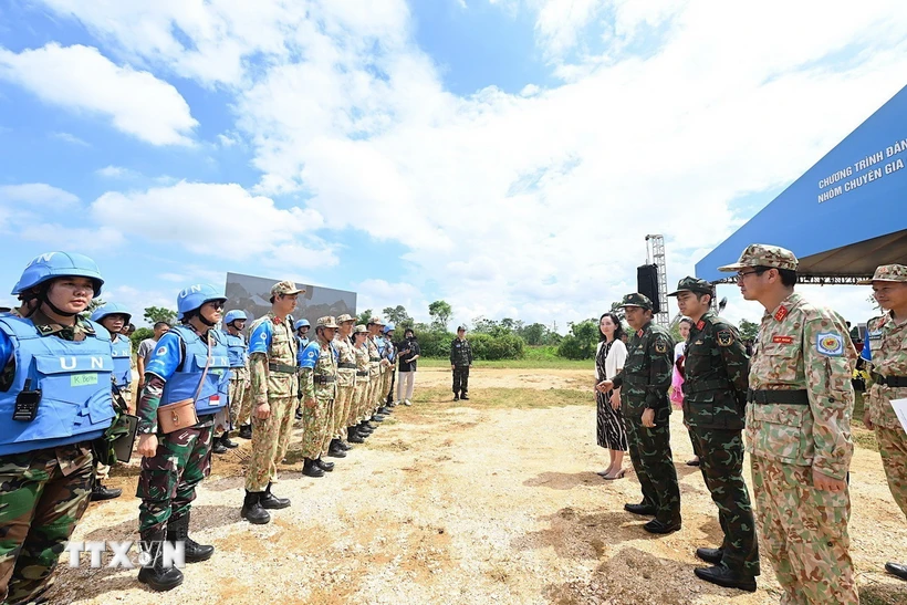 Diễn tập đánh giá năng lực của quân nhân gìn giữ hòa bình Liên hợp quốc Bộ Quốc phòng Việt Nam phối hợp với Bộ Quốc phòng Nhật Bản tổ chức. (Ảnh: TTXVN phát)