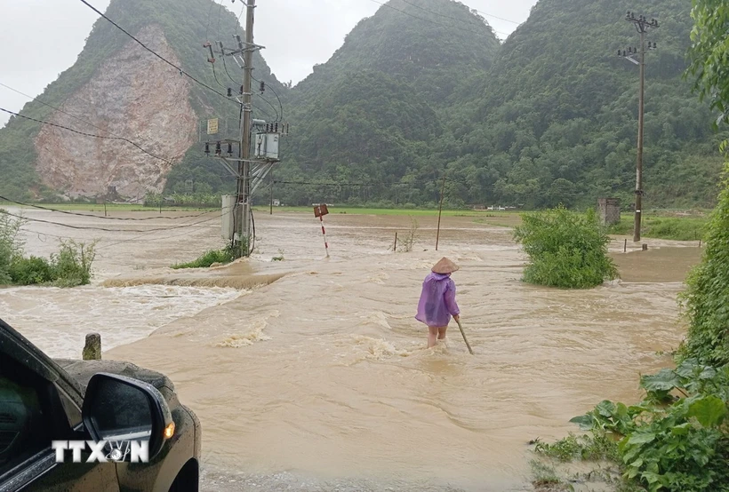 Mưa lớn gây ngập lụt tại huyện Bình Gia, tỉnh Lạng Sơn. (Ảnh: Anh Tuấn/TTXVN)