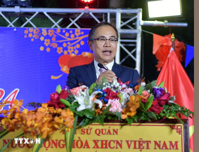 Đại sứ Việt Nam tại Thái Lan Phan Chí Thành phát biểu tại buổi lễ. (Ảnh: Huy Tiến/TTXVN)