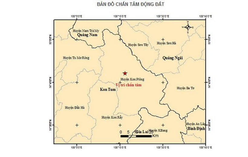 【地図】震源地地図（出典 : 地球物理学研究所）