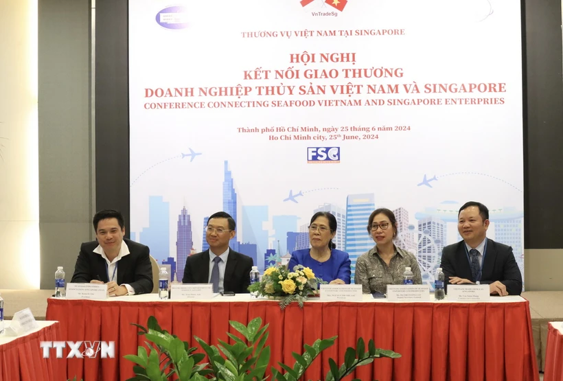 Hội nghị kết nối giao thương doanh nghiệp thủy sản Việt Nam-Singapore. (Ảnh: Xuân Anh/TTXVN)