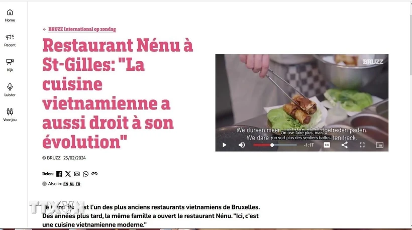 BRUZZ giới thiệu nhà hàng Nénu ở quận St-Gilles, Brussels chuyên về ẩm thực Việt Nam hiện đại. (Ảnh: TTXVN phát)